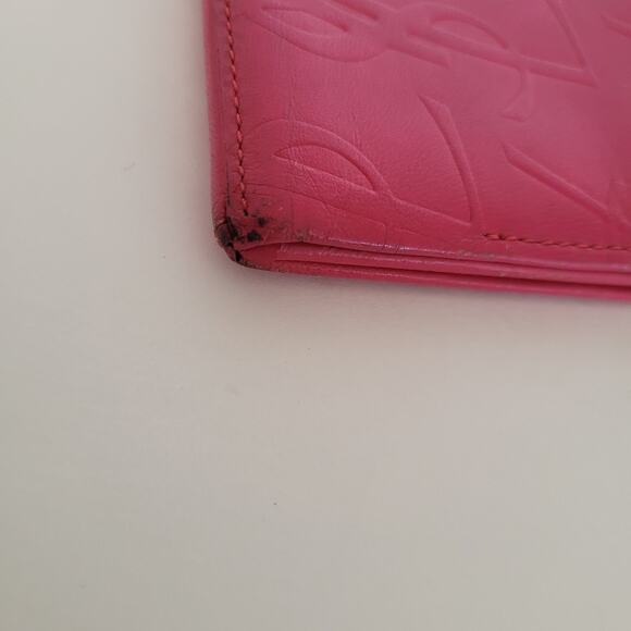 Yves Saint Laurent YSL Vintage Long Large Leather Wallet Pink Logo - Picture 13 of 15